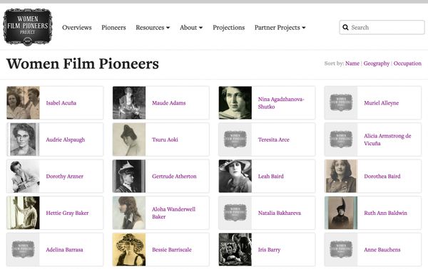 Women Film Pioneers — Pioneer profile index page